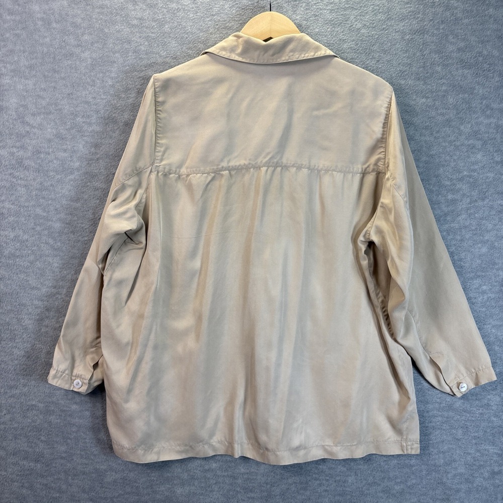 Vintage Liz & Me Silk Shirt Smock 1X P Big Pockets Beige Lagenlook Button Top - Picture 7 of 16